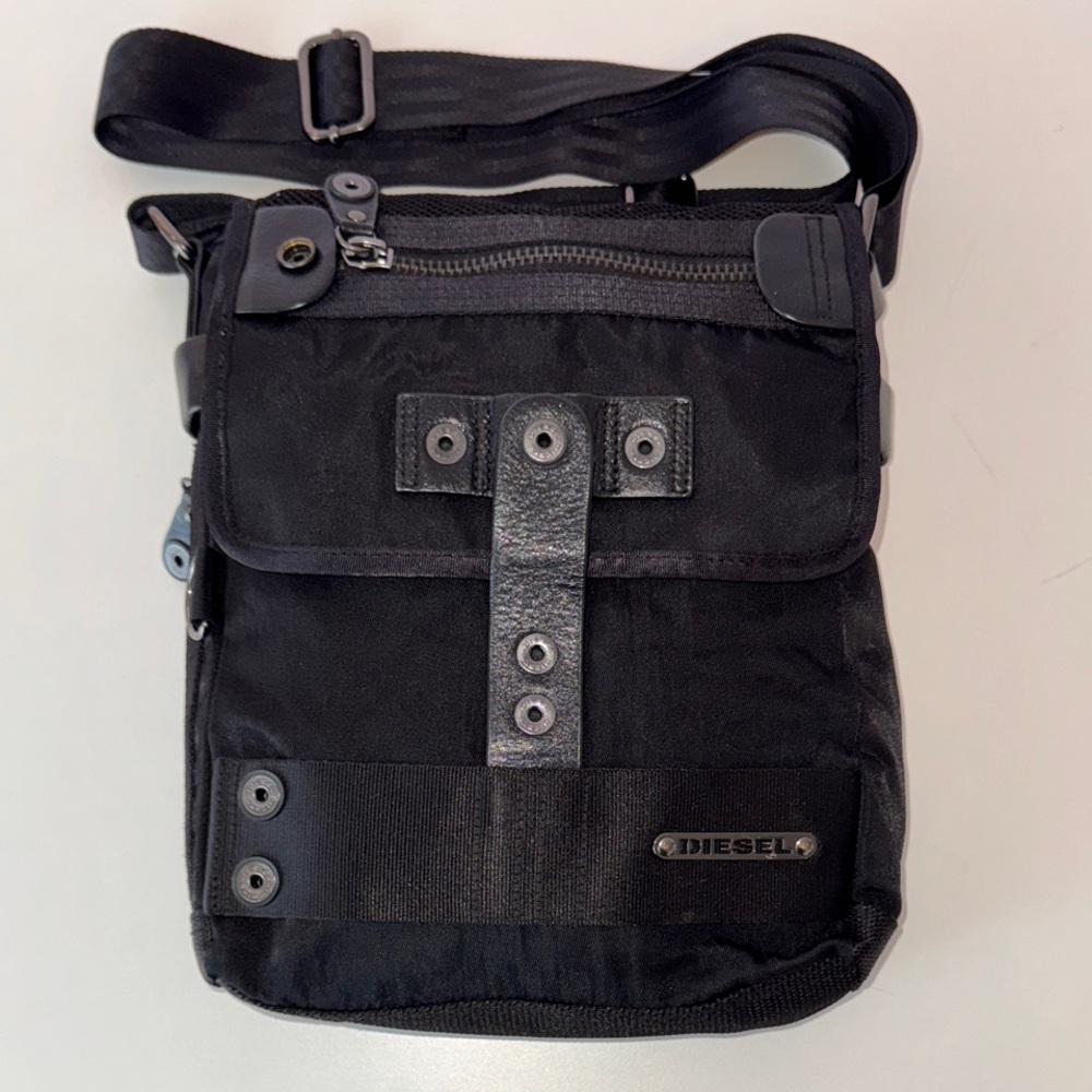 NEW! Diesel Black Messenger Bag for Men